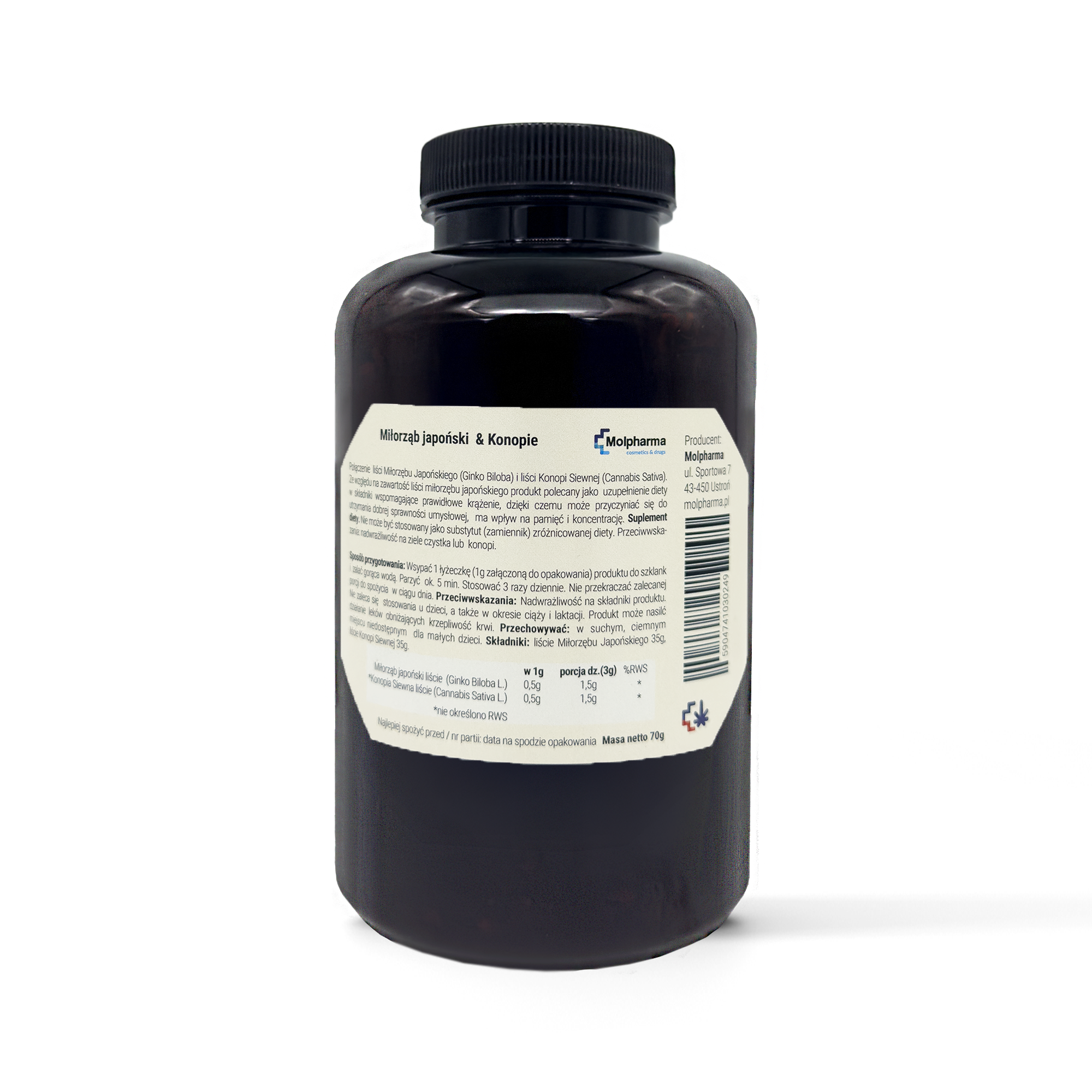 Miłorząb japoński z konopiami